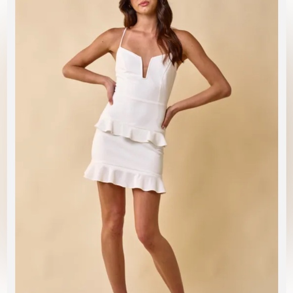 NWT Blue Blush white ruffled mini dress lined small (bin J) - Picture 2 of 16